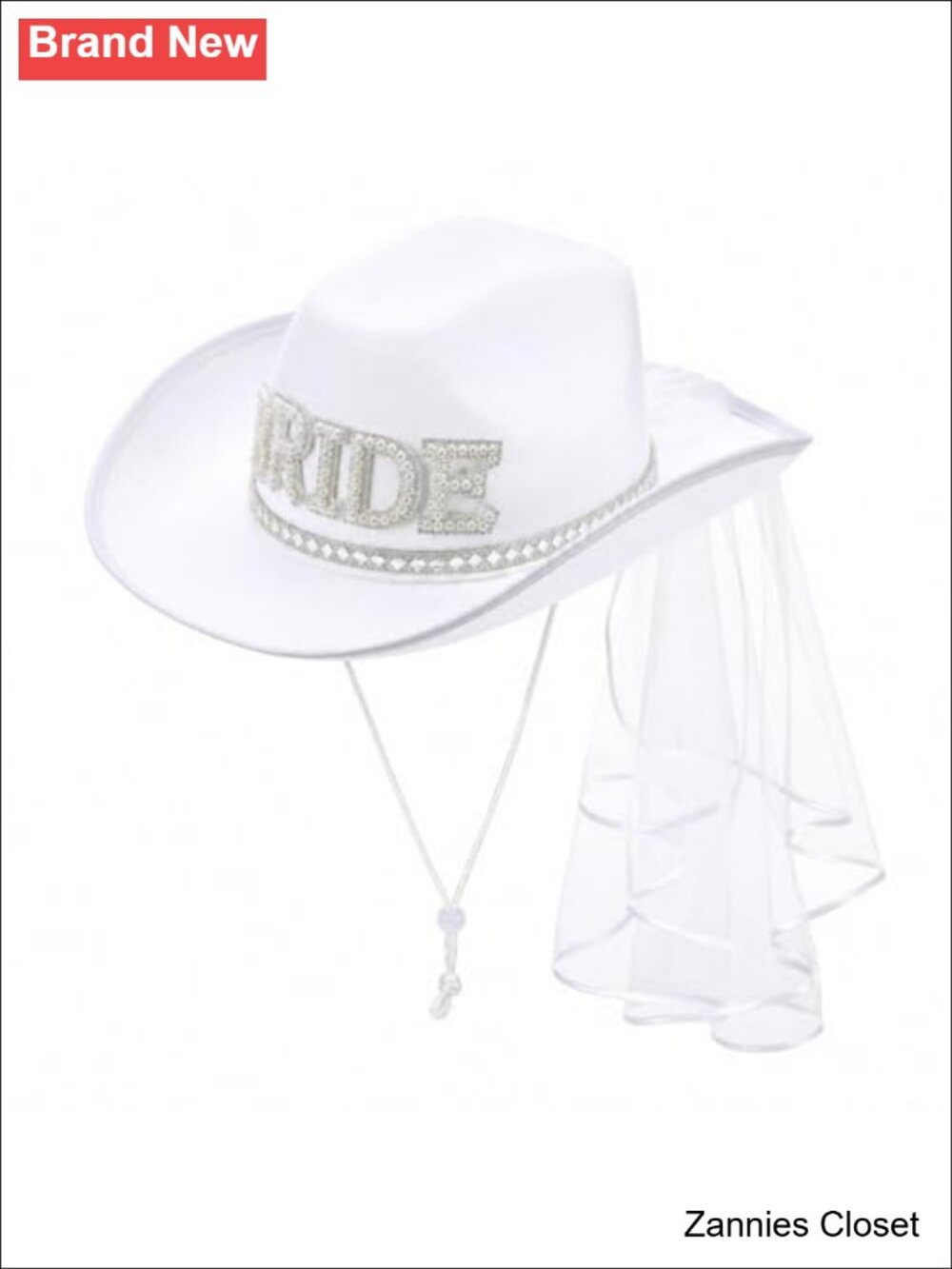 🤠 Bride Cowgirl Hat with Veil Western Bachelorette Party Cowboy Hat